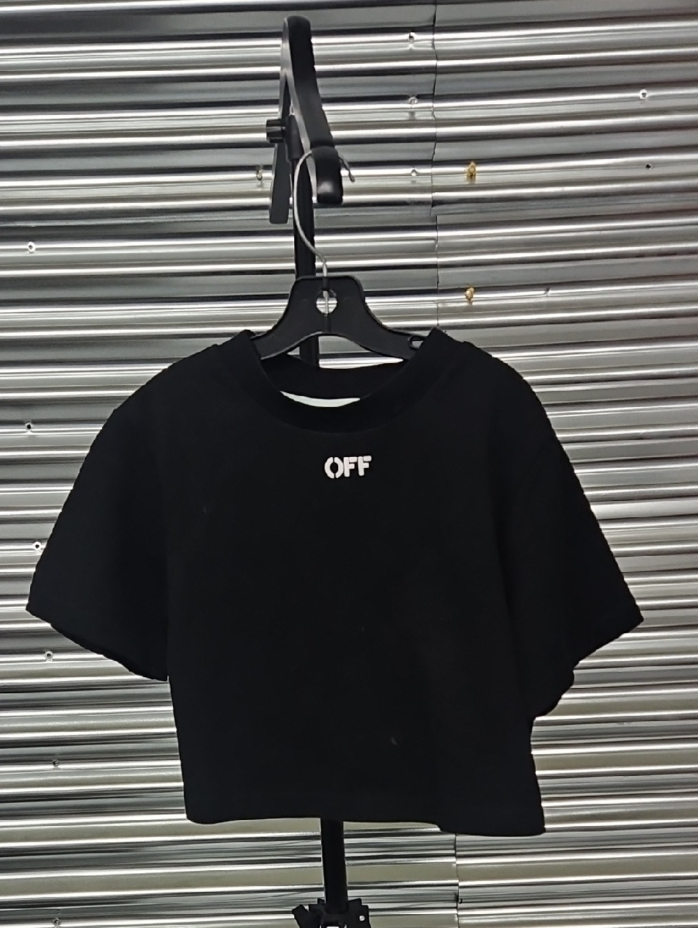 Off-White Black Cropped Logo Tee